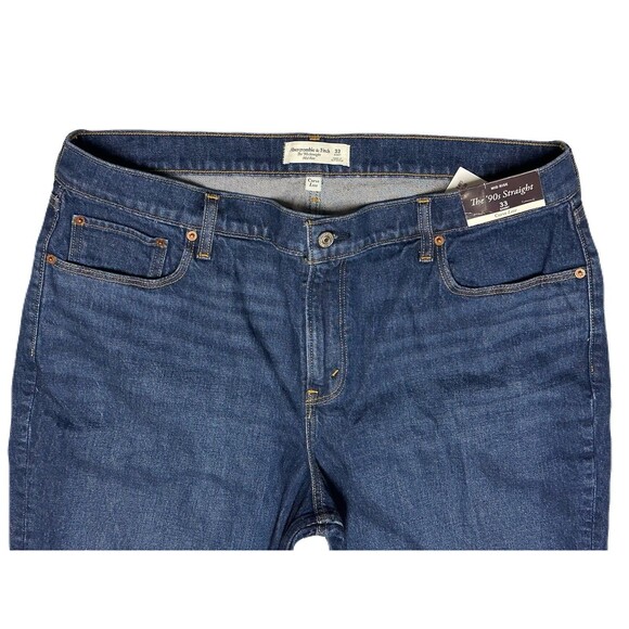 NEW Abercrombie Womens Size 33 / 16 Short Curve Love 90s Straight Leg Dark Jean - Picture 4 of 10